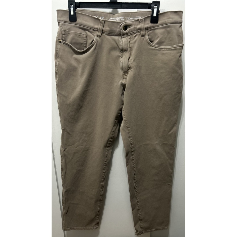 Haggar Active Series City Flex 34x30* Khaki Brown Slim Straight No Iron Pants